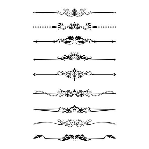 Elementos de diseño caligráfico. Divisores, marcos de diferentes formas. Vector