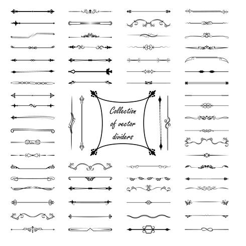 Calligraphic design elements. Dividers, frames of different shapes. Vector