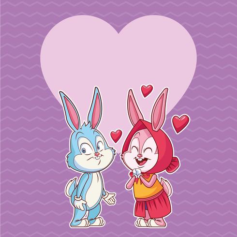 pareja de conejos enamorada vector