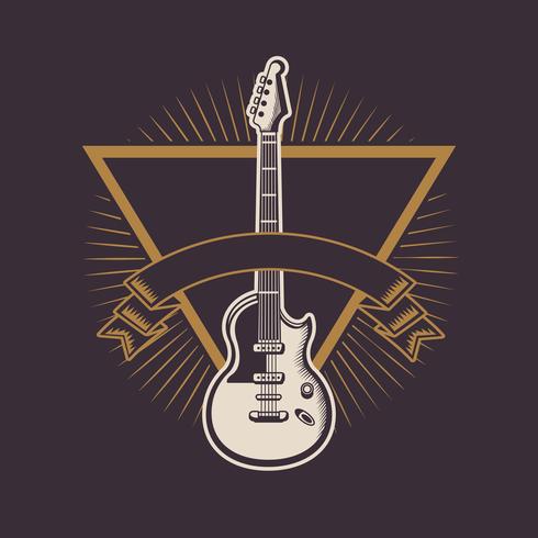 Rock and roll emblema vintage con dibujos. vector