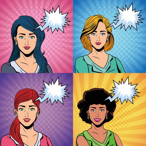 Pop art women vector