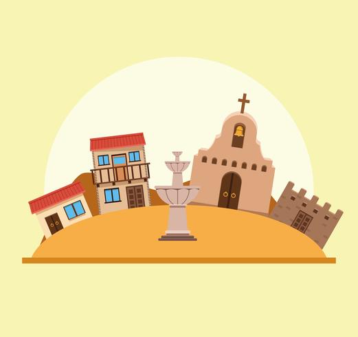 Mexican town scenery vector