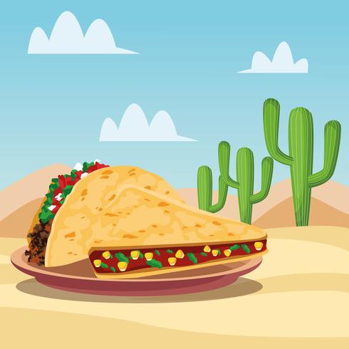 Caricaturas de comida mexicana vector