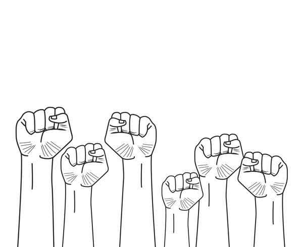 raised fists hands vector