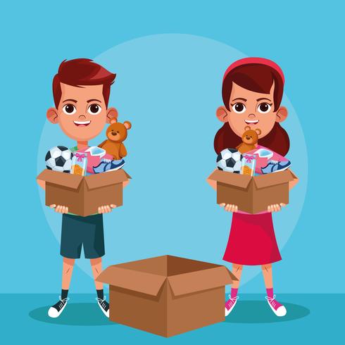 Kids donation and charity cartoon vector