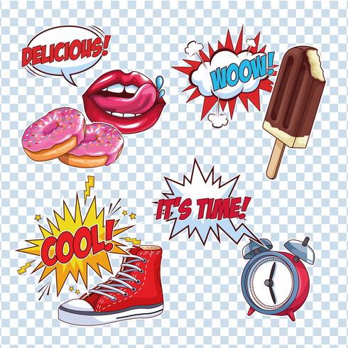 Pop art cartoon set vector