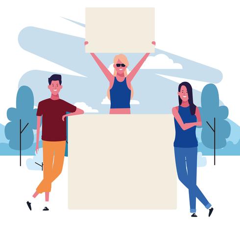 people with posters vector