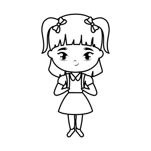 cute little student girl avatar character vector