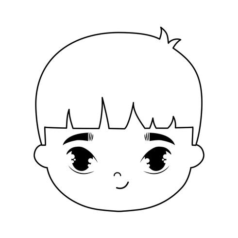 head of cute little boy avatar character vector