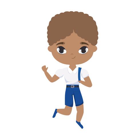 lindo pequeño estudiante chico afro avatar personaje vector