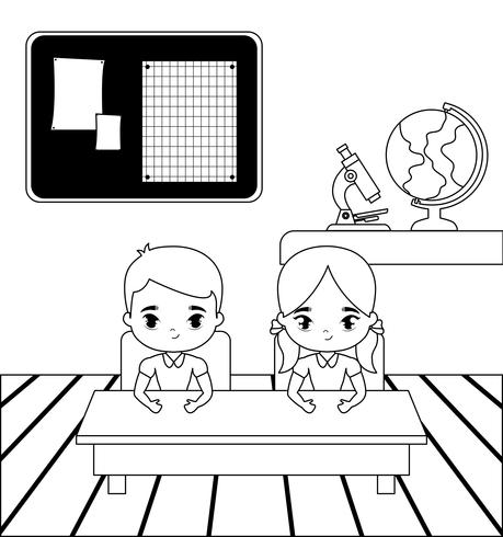 little students in the classroom scene vector