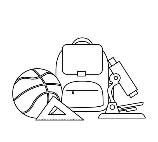 school bag with supplies school vector