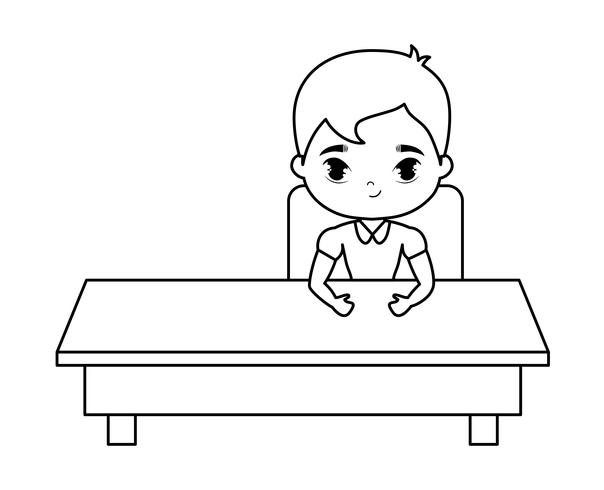 Student Boy Sitting In School Desk Download Free Vectors