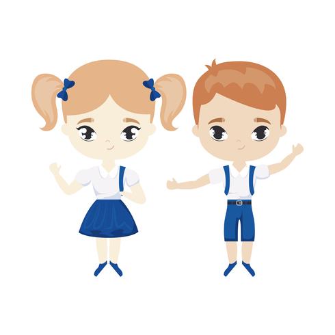 cute little students avatar character vector