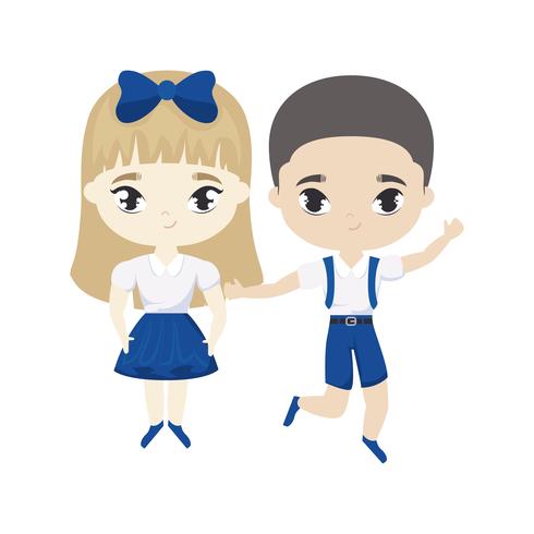 cute little students avatar character vector
