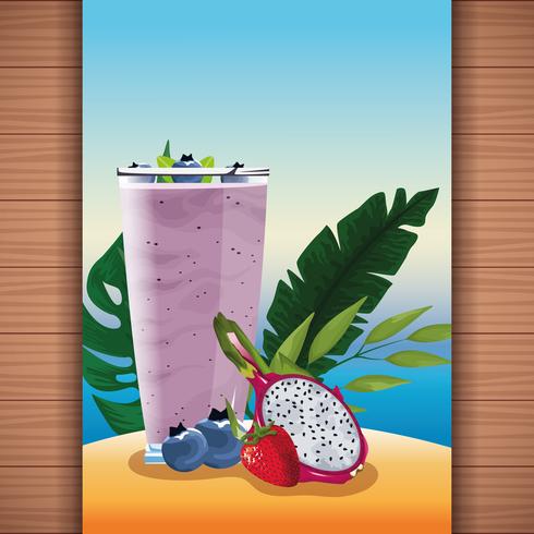 Summer tropical refreshment fruit juice vector