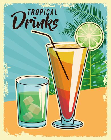 tropical cocktail poster vector