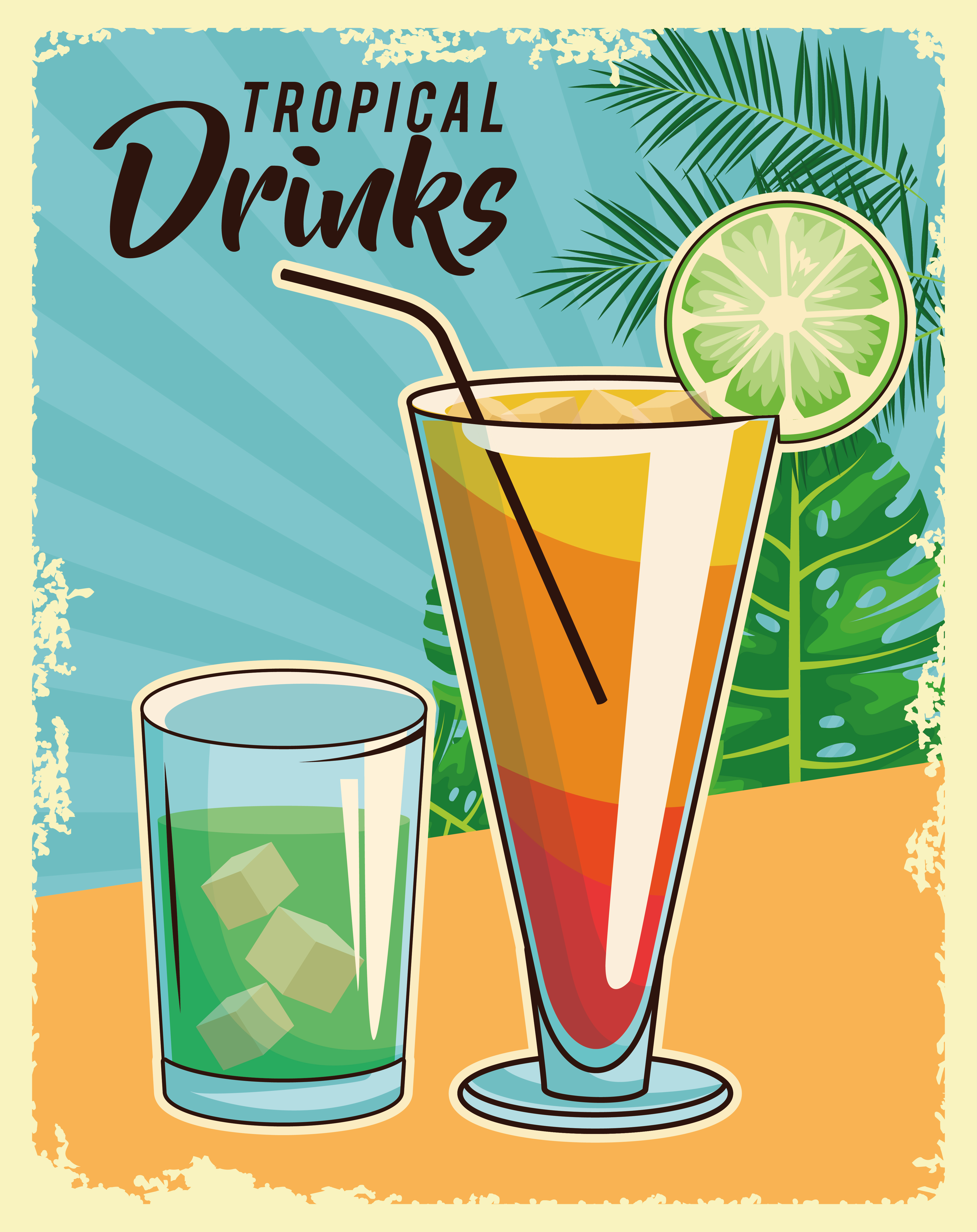 Tropical Cocktail Poster 652368 Vector Art At Vecteezy