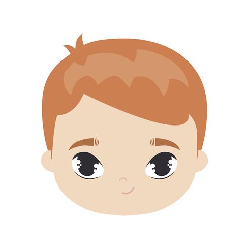 head of cute little boy avatar character vector