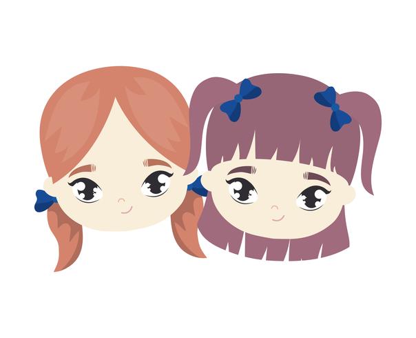 heads of little girls avatar character vector