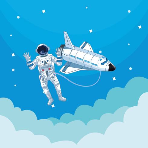 Astronaut in the galaxy cartoon vector