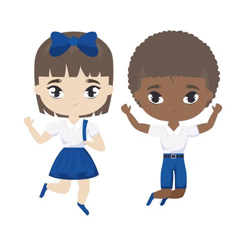 cute little students avatar character vector