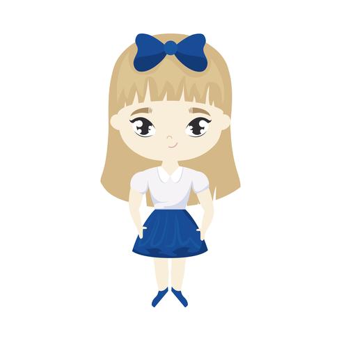linda chica estudiante pequeña personaje de avatar vector