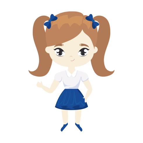 cute little student girl avatar character vector