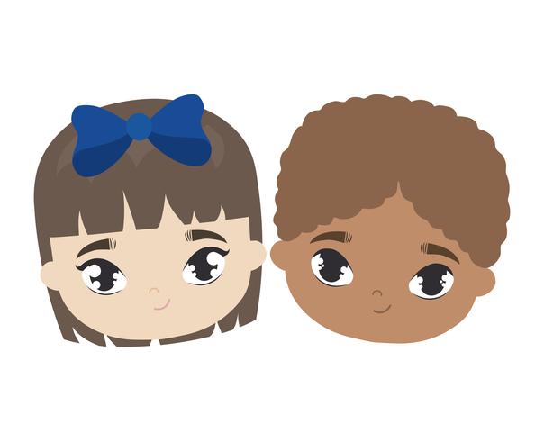 heads of cute little kids avatar character vector