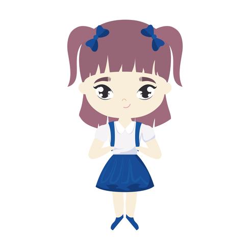 cute little student girl avatar character vector