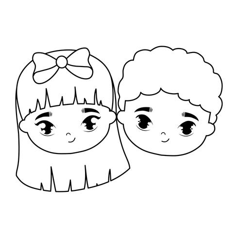 heads of cute little kids avatar character vector