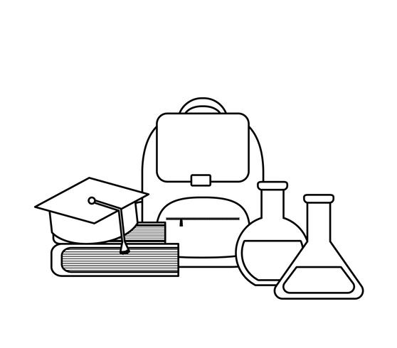 school bag with supplies school vector