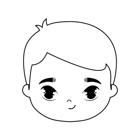 head of cute little boy avatar character vector