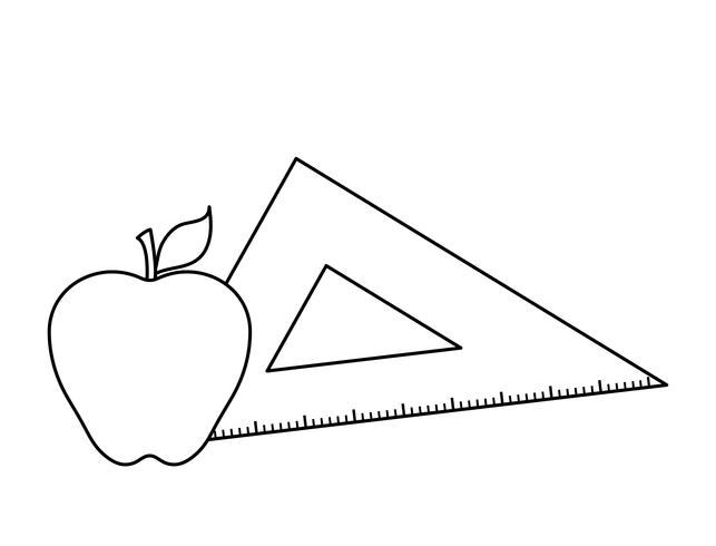 regla de triangulo con fruta de manzana vector