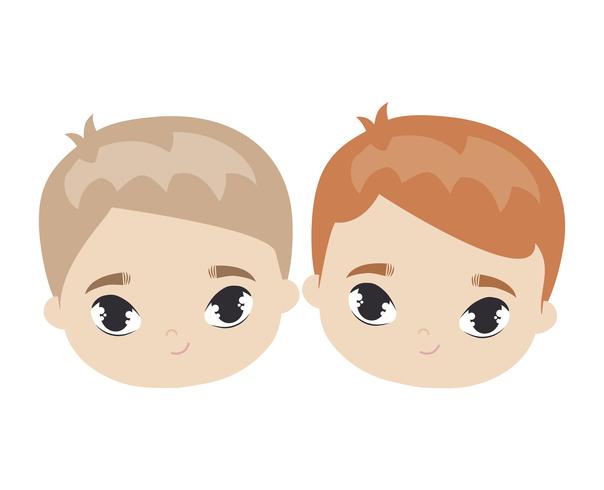 heads of cute little kids avatar character vector