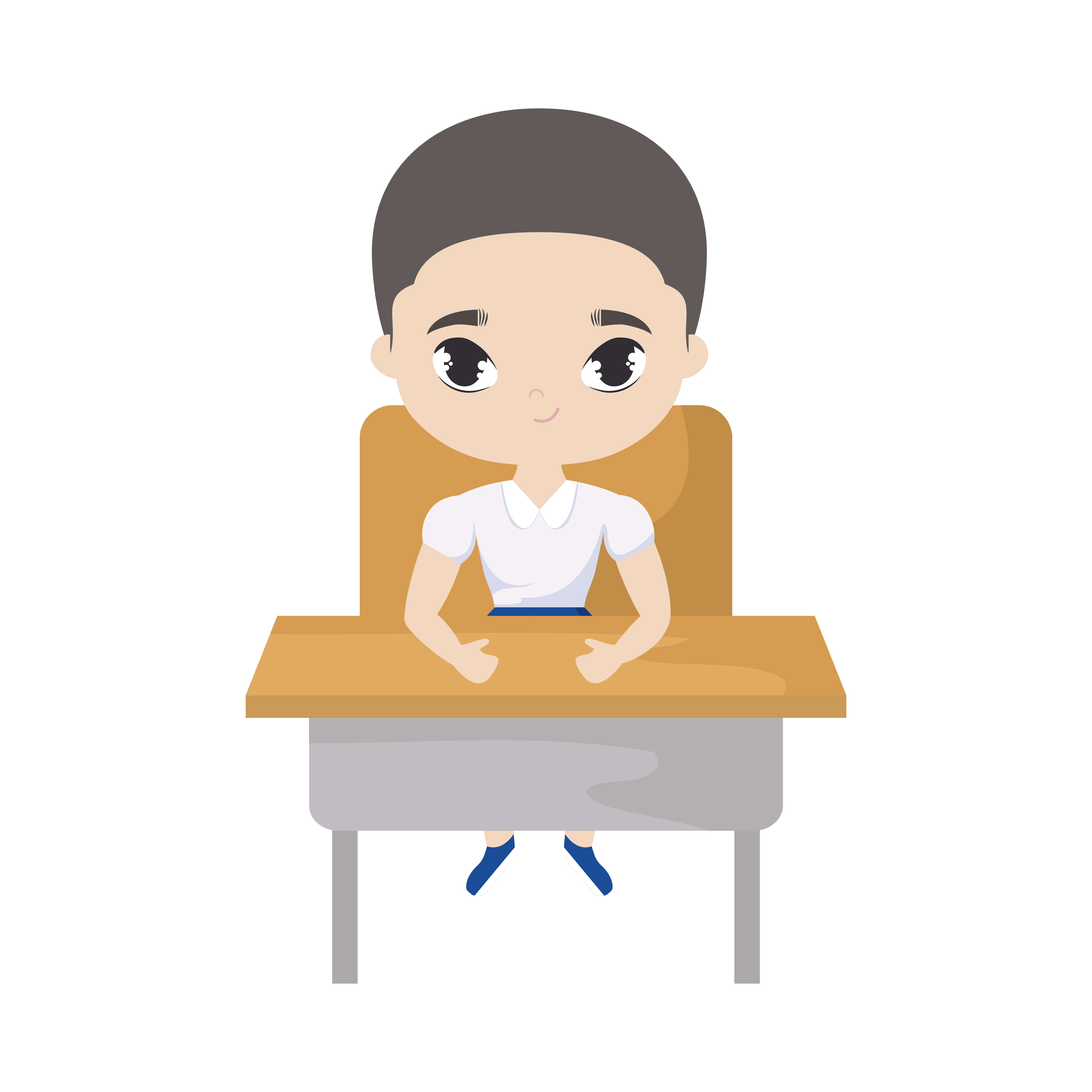 Little Student Boy Sitting In School Desk Download Free Vectors