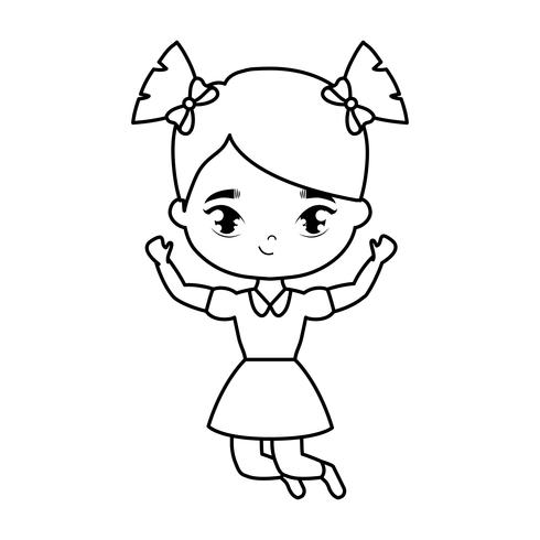 cute little student girl avatar character vector