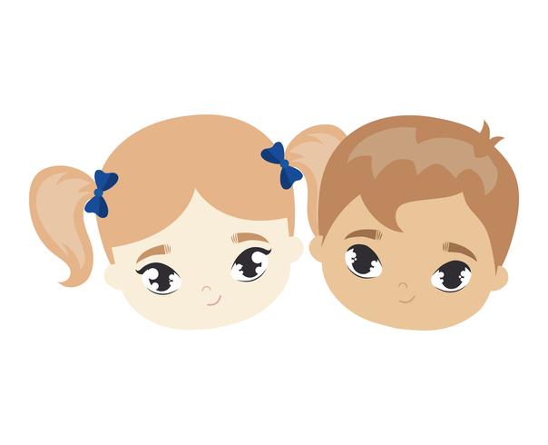 heads of cute little kids avatar character vector