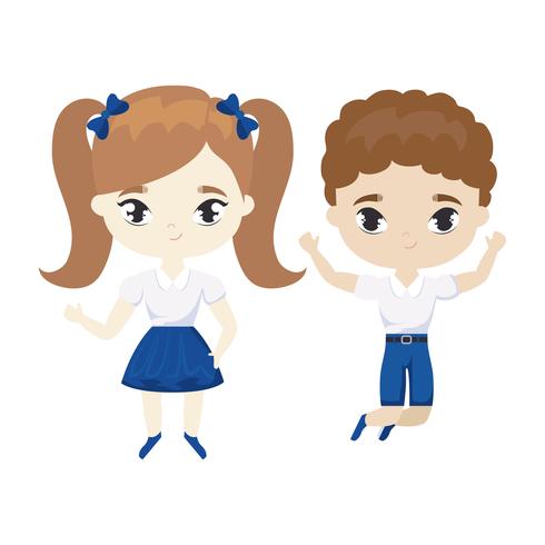 cute little students avatar character vector