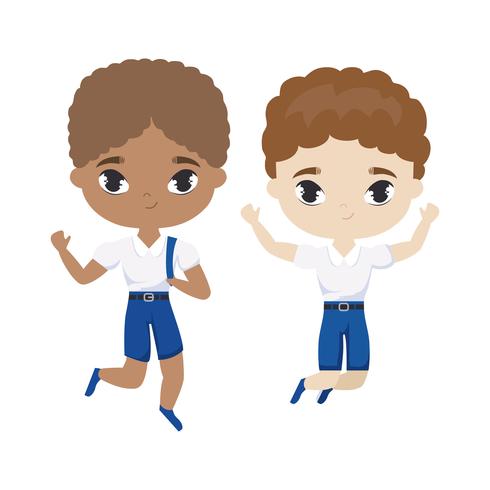 cute little students avatar character vector