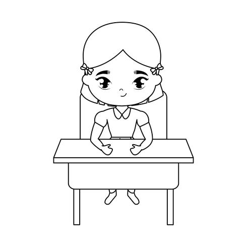 desk kid girl school vector 25441595 Vector Art at Vecteezy