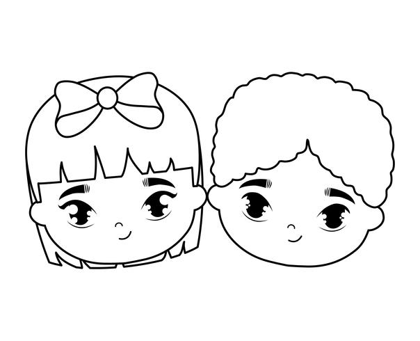 heads of cute little kids avatar character vector