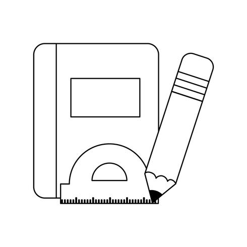 textbook school with pencil and conveyor rule vector