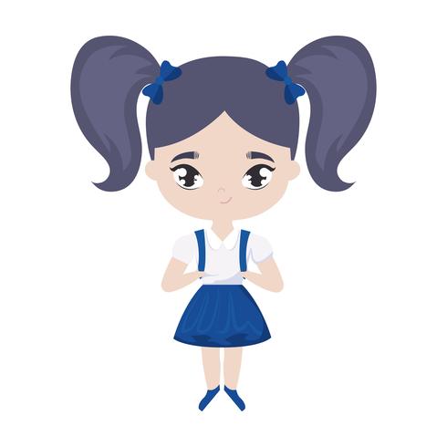 cute little student girl avatar character vector