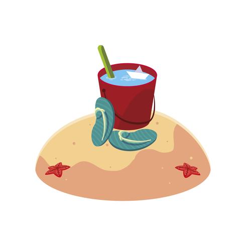 summer sand beach with water bucket scene 652744 Vector Art at Vecteezy