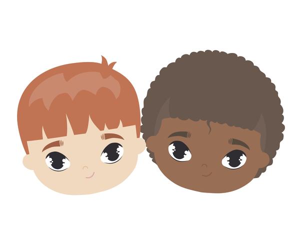 heads of cute little kids avatar character vector