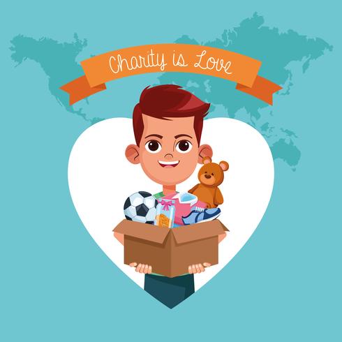 Dibujos animados de caridad donación de niños vector