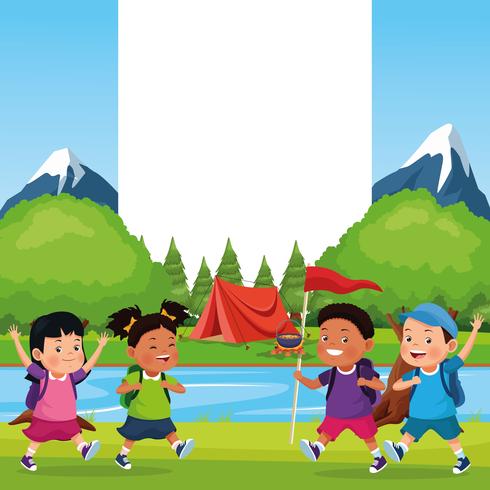 niños en la excursión escolar vector