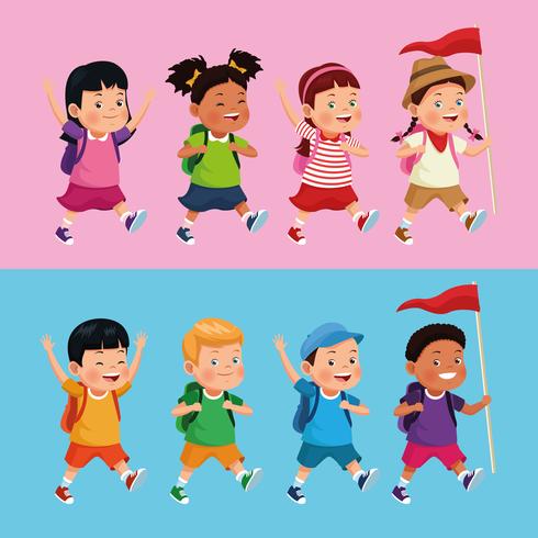 children on school field trip vector