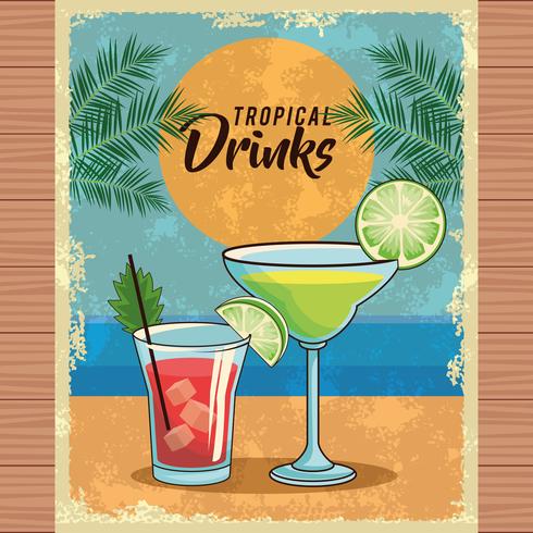 tropical cocktail poster vector